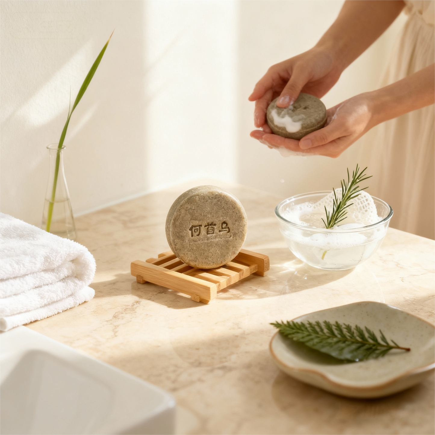 Botanical Volume Ritual Set — Fo-Ti & Rosemary Shampoo Bar + Hair Oil