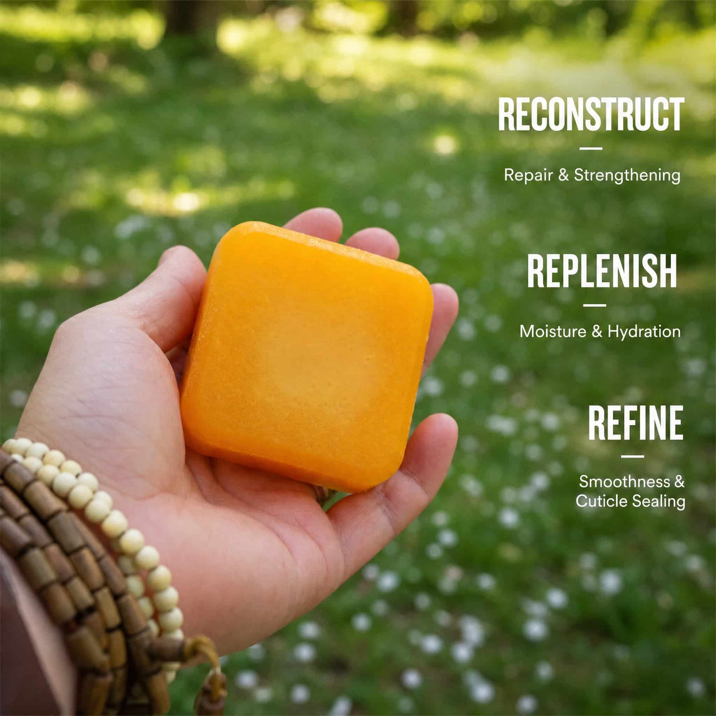 Botanical conditioner bar for dry hair, strengthening conditioner with natural ingredients for curly hair