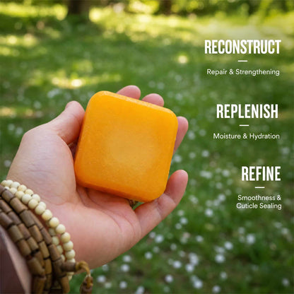 Botanical conditioner bar for dry hair, strengthening conditioner with natural ingredients for curly hair