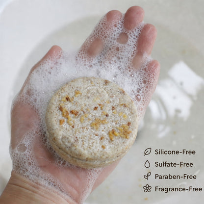 Rich creamy lather from a natural cleansing bar, deep moisture care for dry hair